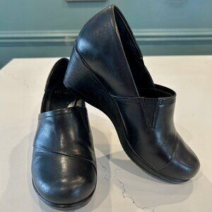 Dansko Rosaline Black Leather Slip On Wedge Heels Womens Size 36